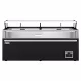 Ilha de congelação - 2104x850mm - 646L - com 2 tampas deslizantes em vidro - Preto