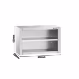 Nerezová nástěnná skříňka PREMIUM - 800x400 mm - bez křídlových dveří - výška 650 mm