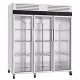 Koelkast RVS ECO - 1800liter - tot +8°C - met 3 glazen deuren - geforceerde koeling, digitaal thermostat, slot & roosters