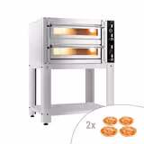 Four à pizza électrique – (briques réfractaires complètes) – 4+4 x 30 cm – manuel – avec support inclus