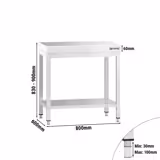 Edelstahl Arbeitstisch PREMIUM - 800x600mm - mit Grundboden