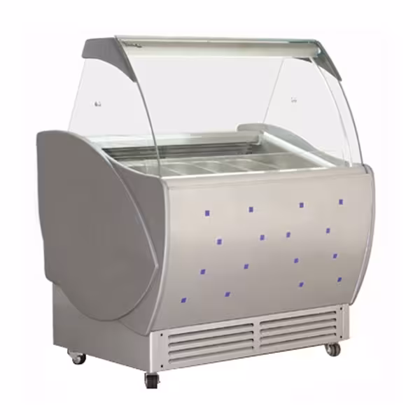 Vetrina Gelato LUCA - 1060mm - Refrigerazione ventilata - con Illuminazione LED - per 7x Vasca da gelato da 5 Litri - Sbrinamento automatico