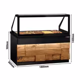 Warmhaltetheke TORONTO - 1800mm - Holzfront - für 5x GN 1/1 - schwarze Granit-Arbeitsplatte
