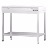 Stół roboczy ze stali nierdzewnej PREMIUM - 700x700 mm - z podstawą - w tym deska do krojenia czerwona  