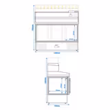 Commercial Pizza Prep Counter - Granite Top ECO - 1400x700mm - with 3 glass doors - incl. refrigerated topping unit with glass sneeze guard LED - 6x GN 1/4