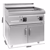 Plancha de asar eléctrica - con revestimiento de cromo duro - 9 kW - Lisa - incl. subestructura con 2 puertas