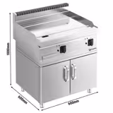  Fry top elettrico - con rivestimento in cromo duro - 9 kW - liscio - incl. base armadiata con 2 porte