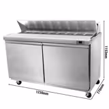 Saladette PREMIUM - 1230mm - 2 portas - com encaixe para 12x GN 1/6 & Tampa em aço inox - incl. 12x Recipientes GN 1/6