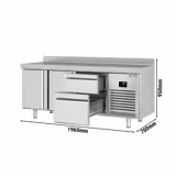 Koelwerkbank PREMIUM PLUS - 1960x700mm - met 2 deuren - met 2 lades - met opstand