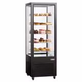 4-Sided Glass Display Fridge - 440L - 675mm - Double glazing - with 5 glass shelves - 1 rear glass door - for patisserie - Black