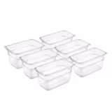 (6 uds) Cubeta de Policarbonato GN 1/9 - Transparente - Altura: 65 mm