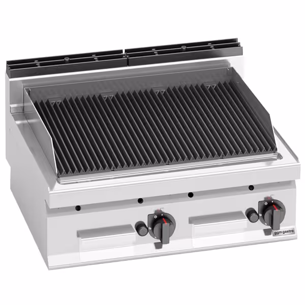 Commercial Gas Lava Rock Chargrill Lorenzo 700 - 13.8kW - Countertop - 714mm Deep - Cast-Iron Cooking Grids