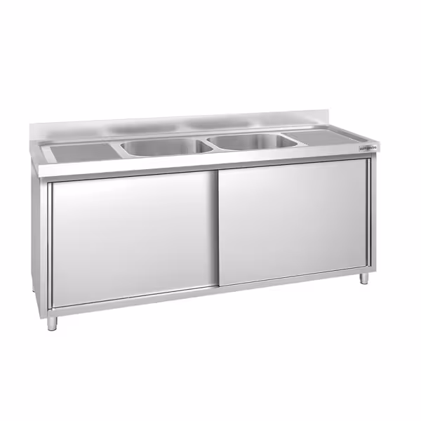 Commercial Sink Cabinet PREMIUM - 2000x700mm - with 2 bowls centre
