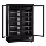 Supermarkt-Wandvrieskast - 1260mm - 991 liter - van -18 tot -22 °C - met 2 dubbelglas glazen draaideuren & 5 schappen - zwart