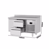 Tavolo refrigerato PREMIUM PLUS - 1468x600mm - Ventilata - 250 L - con 1 porta - con 2 cassetti - Alzatina