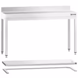 Työpöytä PREMIUM ruostumattomasta teräksestä - 1500x700mm - pohjalla, jalustalla ja kannattimilla