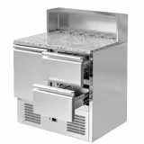 Saladette ECO - 903mm - 1 porta & 2 cassetti - con vano ingredienti per 5x GN 1/6, coperchio in acciaio inox - piano di lavoro in granito
