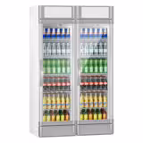 (2 pcs) Commercial Upright Glass Door Display Fridge - 1190mm - 694 Litres - with 2 hinged glass doors - LED lighting - digital controller with temperature display - Grey - Temperature range 2 to 10 °C