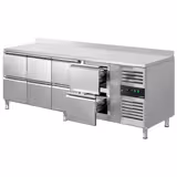 Hűtött munkaasztal ECO - 2230x700 mm - GN 1/1 - 553 liter - ventilációs - 8 fiókkal - felhajtással