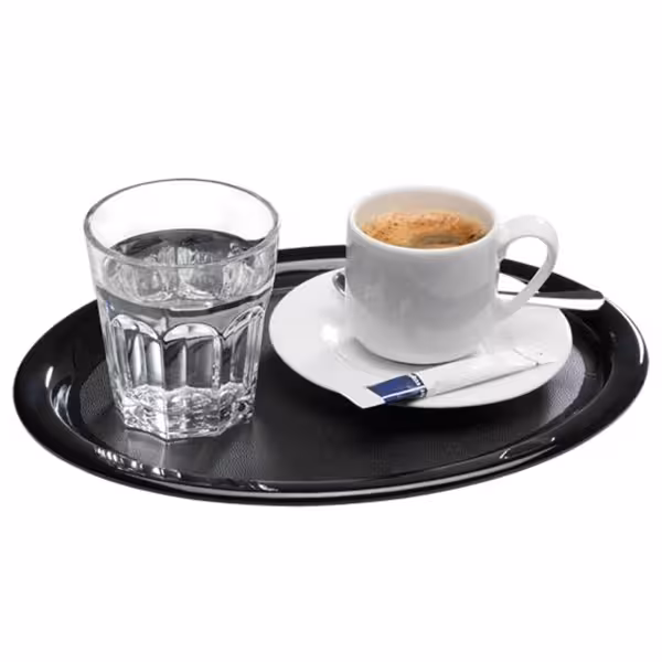 (6 ks) Servírovací podnos - KAFFEEHAUS - Melamin - 285x215 mm - Výška: 15 mm - černý - stohovatelný