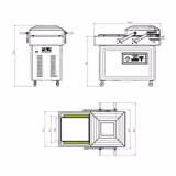 Çift Odalı-Vakum Paketleme Makinesi - 2x 20m³/h - 750W - Dijital - Gaz Dolumlu