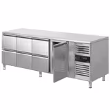 Soğutmalı tezgah ECO - 2230x700mm - 1 kapılı; 6 çekmeceli [GN 1/1] - ön panel sağda motorlu - fanlı soğutma; dijital termostat