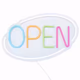 LED illuminated sign - OPEN - dimmable - White/Multi-colour - 420x250mm