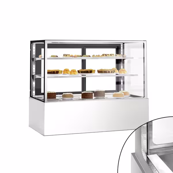 Vetrina pasticceria refrigerata Carla - per pasticceria - 598l - 1500mm - Doppio vetro - con 2 ripiani - LED interni; porte posteriori scorrevoli