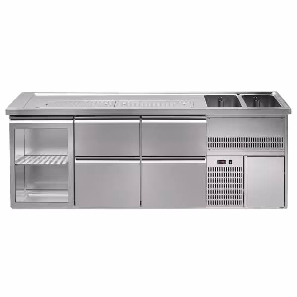 Bierkoeling Premium PLUS - 2500x700mm - 1 glazen deur & 4 laden