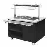 Buffetwagen warm DANZIG - 1300mm - voor 3x GN 1/1 - met dienblad schuif - zwart