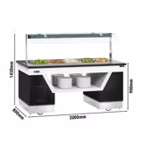 Buffet réfrigéré BELFAST - 2000mm - avec cuve réfrigérée - sur roulettes - pour 5x GN 1/1 - Noir