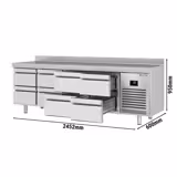 Koelwerkbank Premium PLUS - 2452x600mm - met 8 laden & achterwand