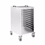 Carrello portavassoi in acciaio inox - per 18 vassoi 530x370mm - con ruote ø140mm (2 con freno)