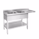 Commercial Dishwasher Inlet Sink Table - 1600×700 mm – 2 LH Bowls 400×400 mm