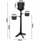 Stalak za posudu za hlađenje vina/šampanjca - Crna završna obrada (inox AISI 430) - Visina: 720 mm - Crna - s 2 posudice za led