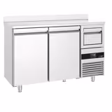 Frigorifero retrobanco PREMIUM - BACK BAR - 1580x600mm - 365 L - 2 Porte, alzatina & battitore per caffè