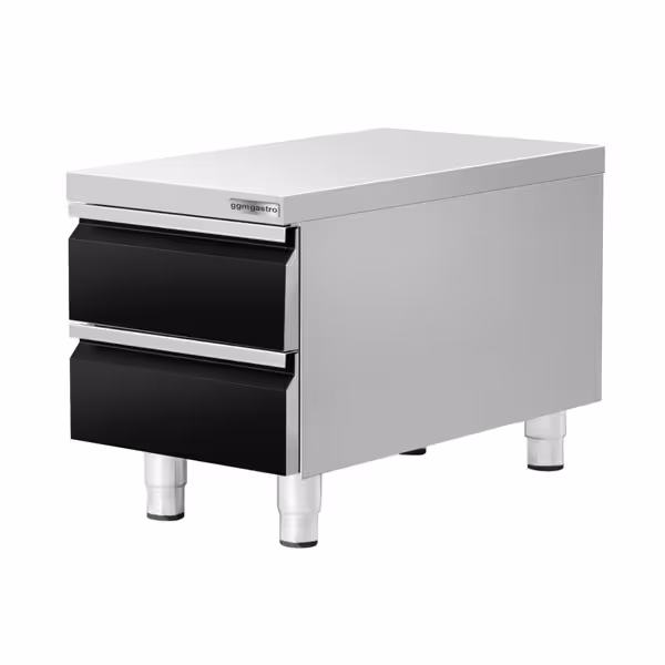 Ladenkast - zwart RVS - met 2 laden - GN 1/1 - 400x620mm