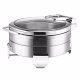 Stainless Steel Chafing Dish - Round - with Glass Lid (soft-close)