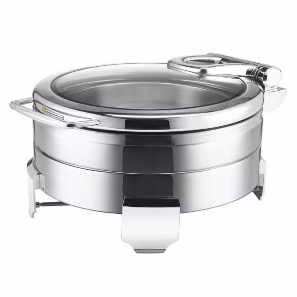 Chafing dish - Rond - avec couvercle en verre à fermeture douce (Soft-Close) - 5.7L