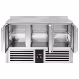 Koelwerkbank PREMIUM - 1368x700mm - 368 liter - met 3 glazen deur(en) - met opstand
