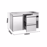 Dozator de bere profesional cu răcire integrată PREMIUM - 1550x700 mm - 1 Ușă din sticlă & 2 Sertare