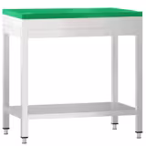 Mesa de trabalho em aço inoxidável PREMIUM - 600x700mm - com prateleira inferior & com travessas de reforço - incl. Tábua de corte Verde