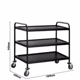 Servírovací vozík - 1000x600 mm - se 3 policemi - černý