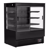 Commercial wall-mounted refrigerated display shelving - 1200 mm - 390 litres - with 2 sliding glass doors and 3 shelves