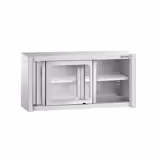 Stainless steel wall-mounted cabinet - 1200x400mm - with glass sliding door - 650mm high