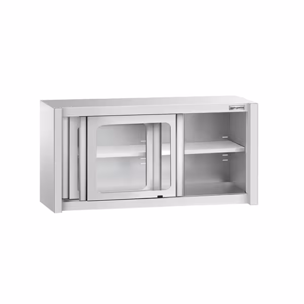 Edelstahl Wandhängeschrank - 1200x400mm - mit Glasschiebetür - 650mm hoch