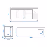 Kühltisch Premium PLUS - 1960x600mm - mit 1 Becken, 2 Türen, 2 Schubladen - Aufkantung