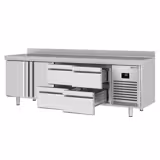 Table réfrigérée Premium PLUS - 2452 x 600 mm - avec 2 portes - 4 tiroirs - avec dosseret