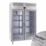Καταψύκτης ανοξείδωτο ατσάλι PREMIUM PLUS - GN 2/1 - 1240 λίτρα - -18 / -1 °C - με 2 γυάλινες πόρτες - Βεβιασμένης κυκλοφορίας, Αυτόματη απόψυξη, LED, Κλειδαριά, R290