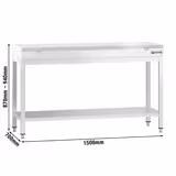 Stainless steel Work Table PREMIUM - 1500x700mm - with undershelf - incl. cutting board